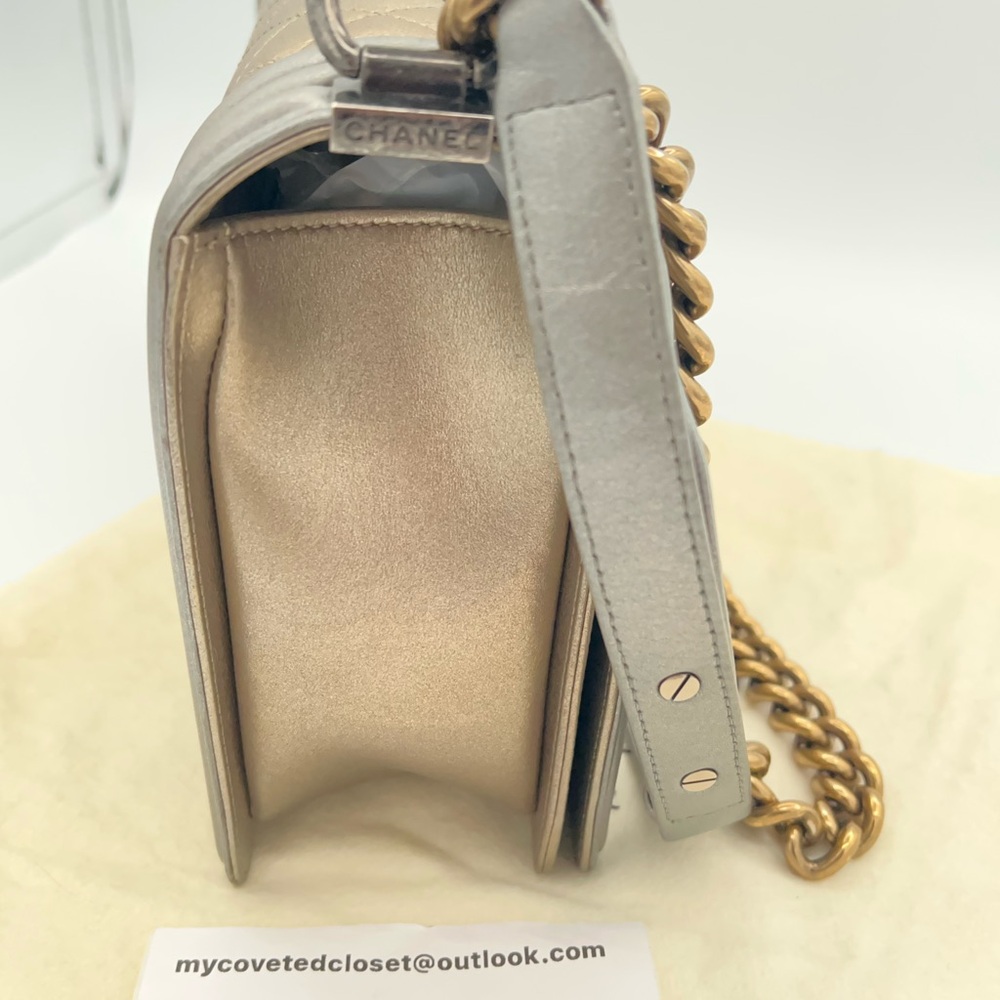 Chanel Metallic Gold and Silver Boy Bag! Stunning combination!🩶💛 - Picture 5 of 17